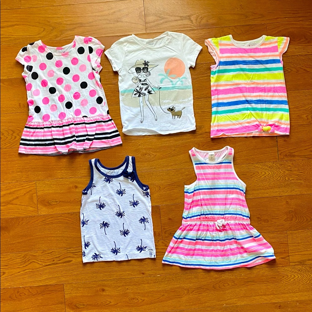 SHIRT BUNDLE - Five Colorful Girls Shirts Size 4T - Never Worn